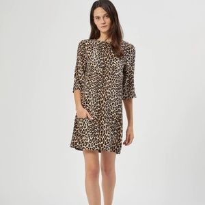 Equipment leopard print silk shift dress size large